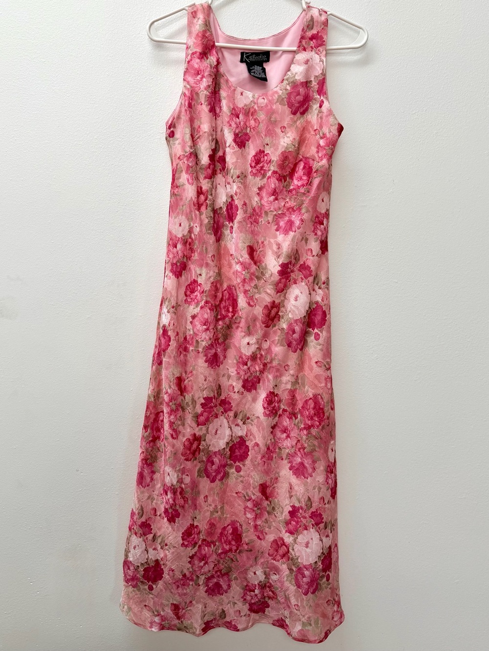 K Studios Pink Floral Midi Dress — 90’s Romantic Cottage Wedding Guest Small